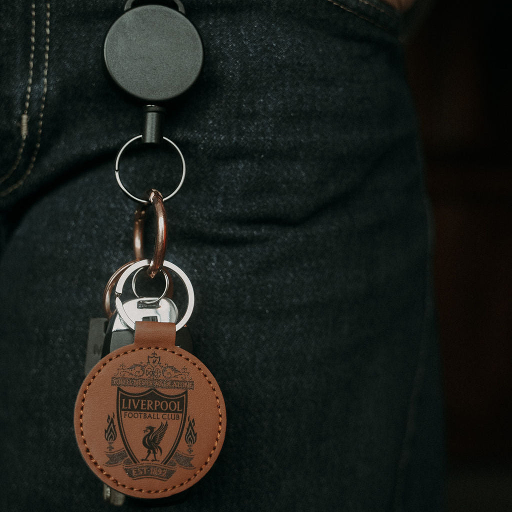 Lyklakippa – Brúnt PU-leður (hringlaga)