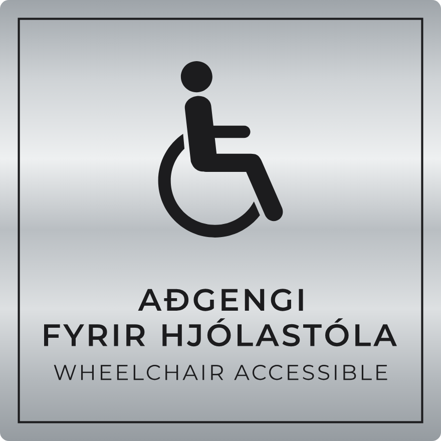 Aðgengi fyrir hjólastóla - boðskilti, silfur