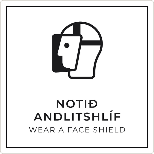 Notið andlitshlíf - boðskilti, hvítt