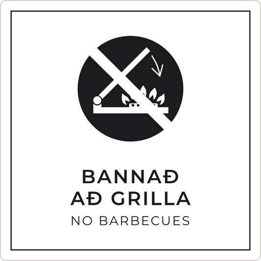 Bannað að grilla - bannskilti, hvítt
