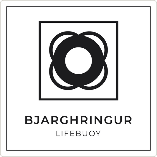 Bjarghringur - neyðarskilti, hvítt