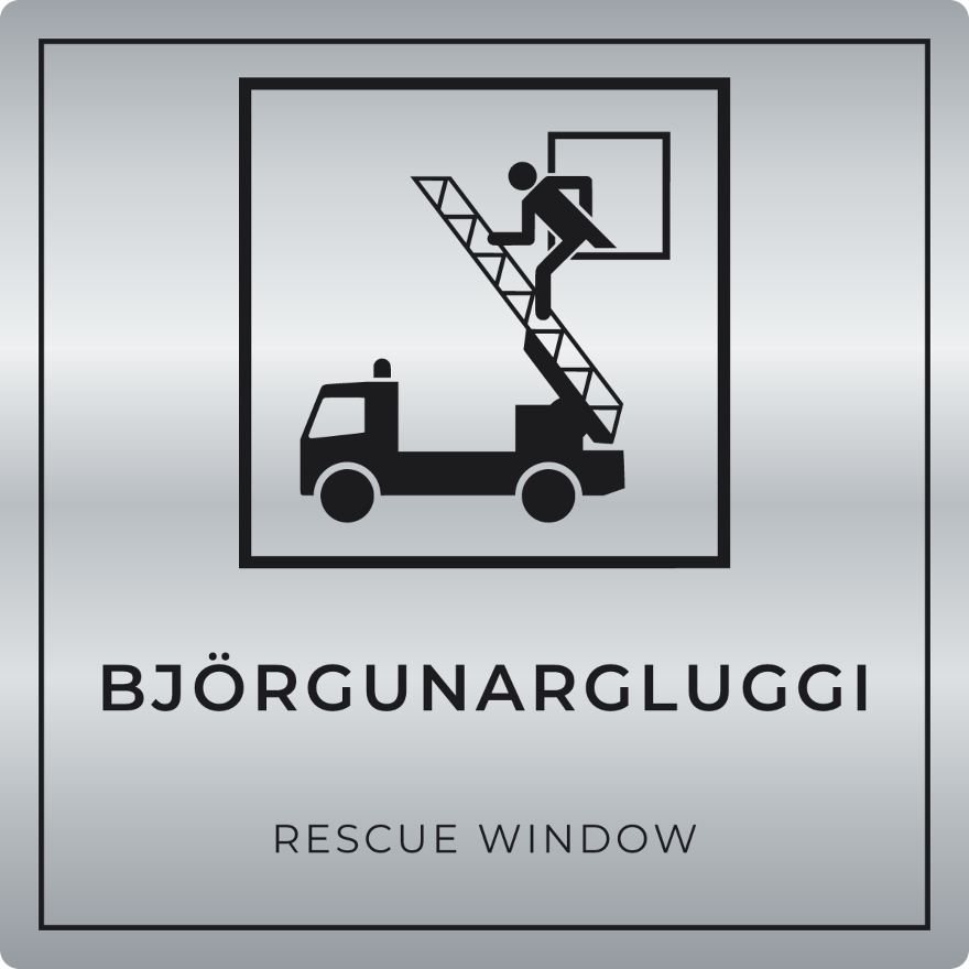 Björgunargluggi - neyðarskilti, silfur