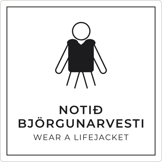 Notið björgunarvesti - boðskilti, hvítt