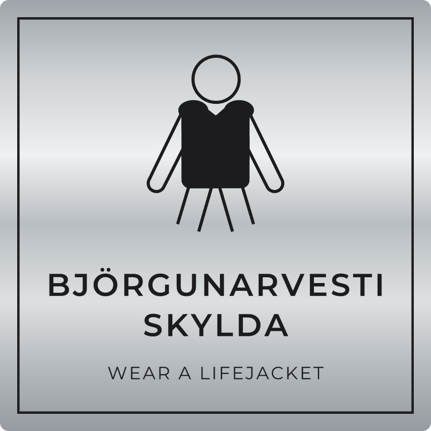 Björgunarvesti skylda - boðskilti, silfur