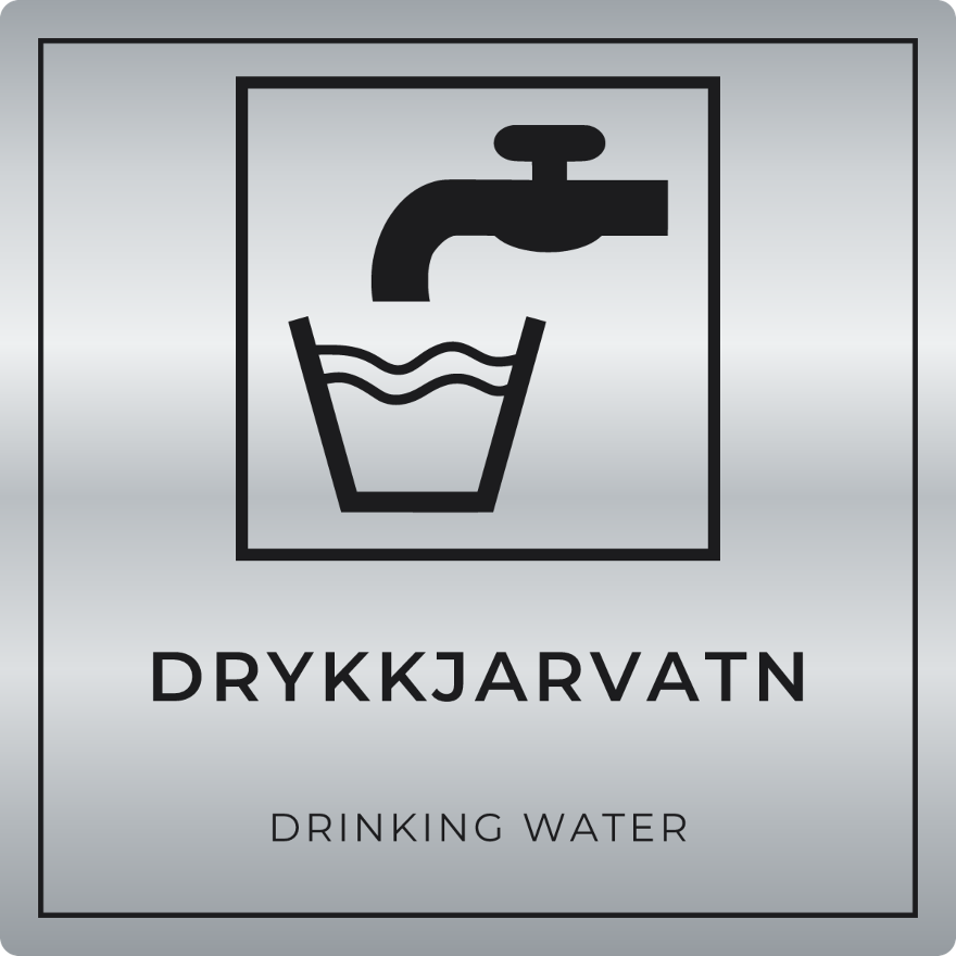 Drykkjarvatn - neyðarskilti, silfur