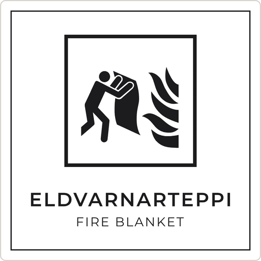 Eldvarnarteppi - brunaskilti, hvítt