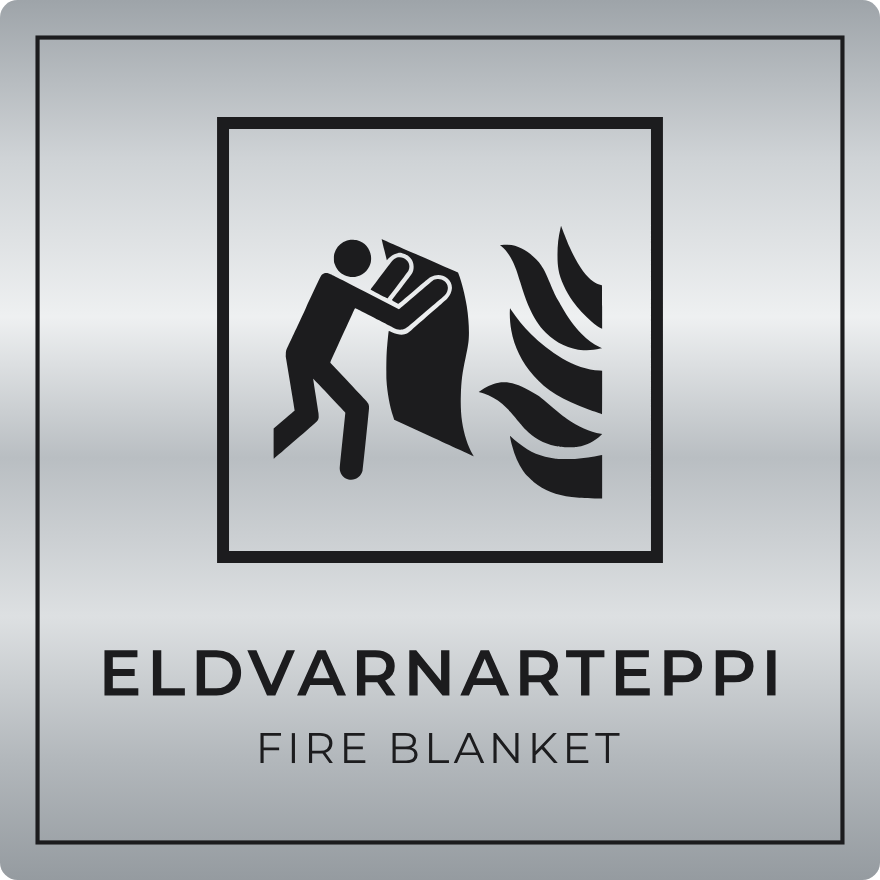 Eldvarnarteppi - brunaskilti, silfur