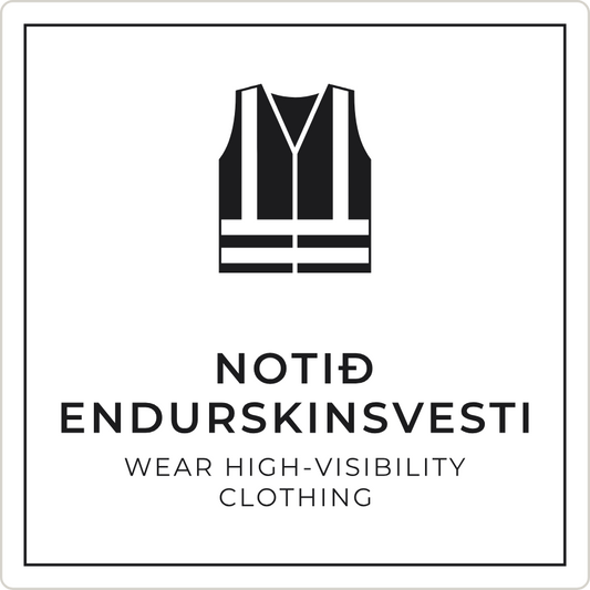 Notið endurskinsvesti - boðskilti, hvítt