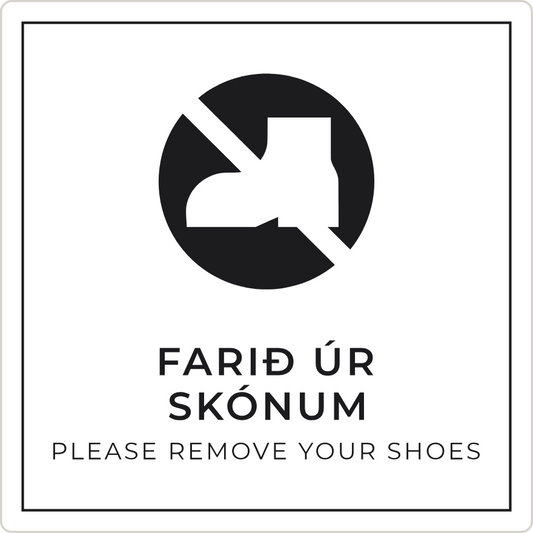 Farið úr skónum - bannskilti, hvítt