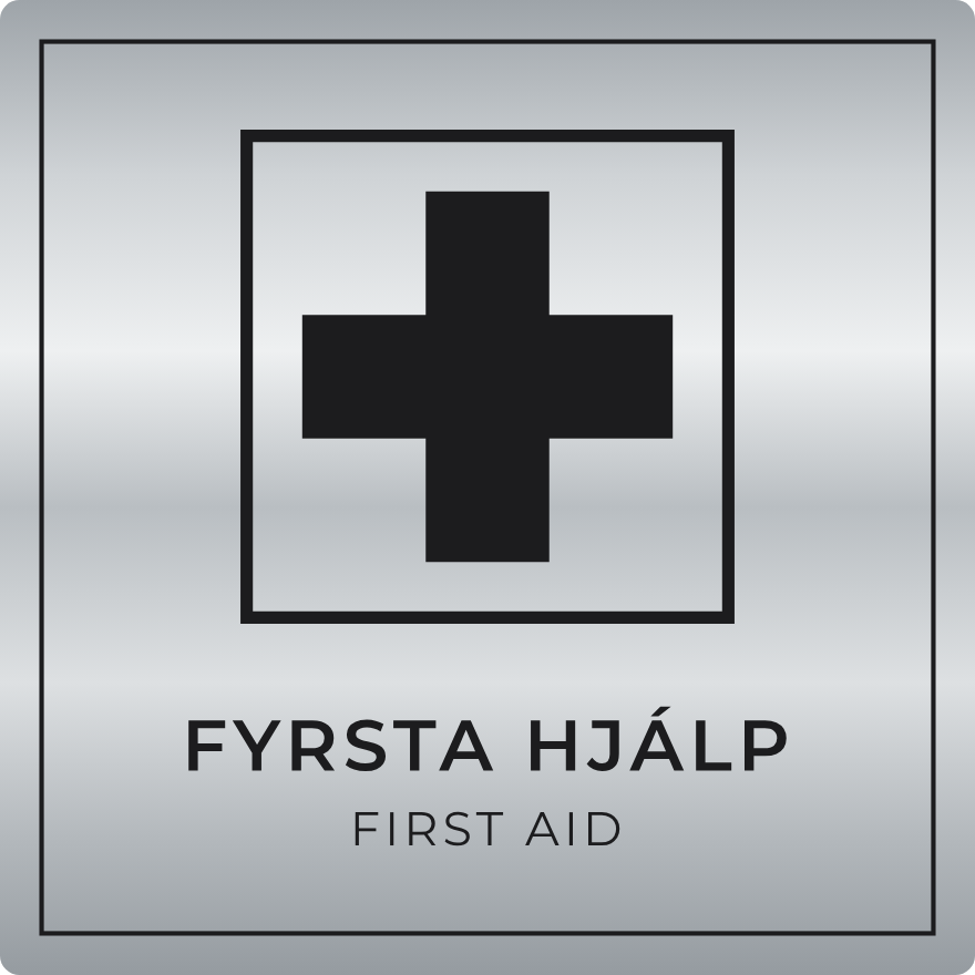 Fyrsta hjálp - neyðarskilti, silfur