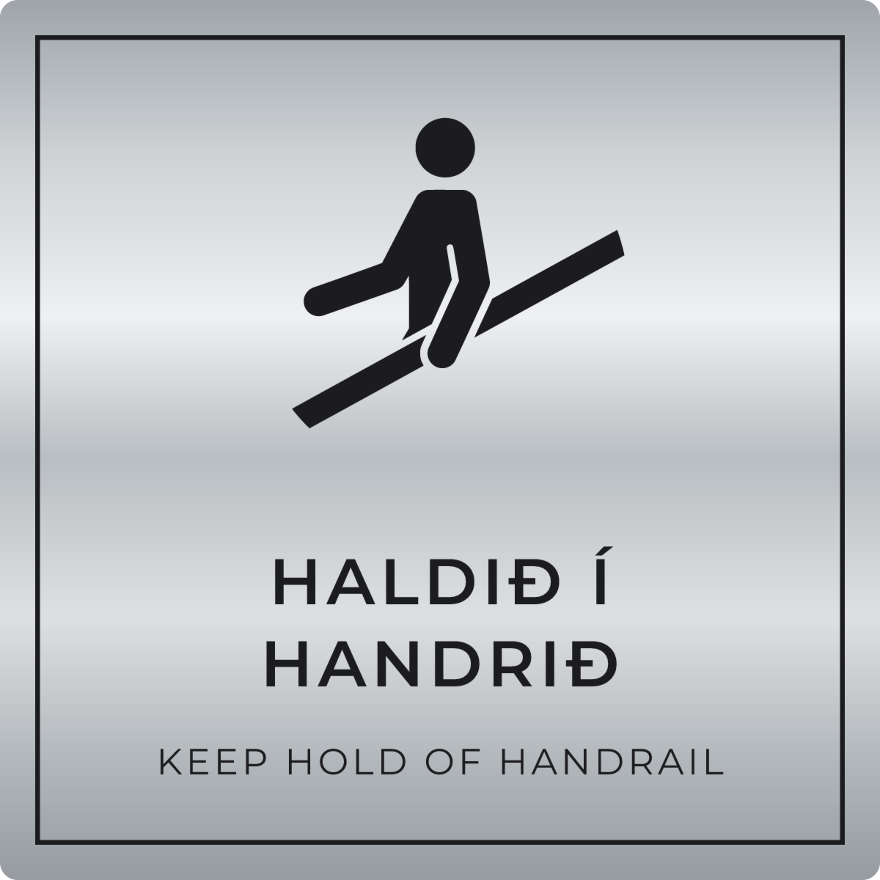 Haldið í handrið - boðskilti, silfur