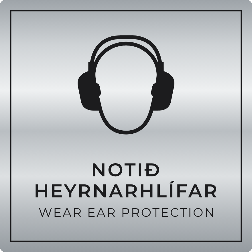 Notið heyrnarhlífar - boðskilti, silfur