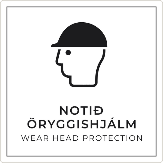 Notið öryggishjálm - boðskilti, hvítt
