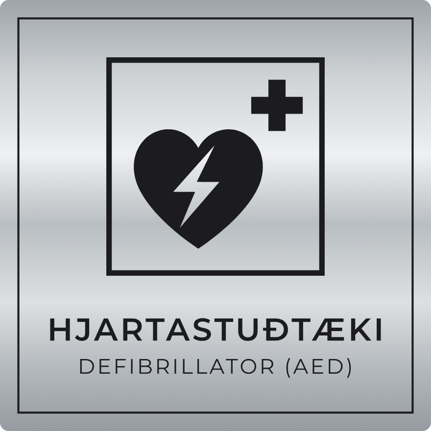 Hjartastuðtæki (AED) - neyðarskilti, silfur