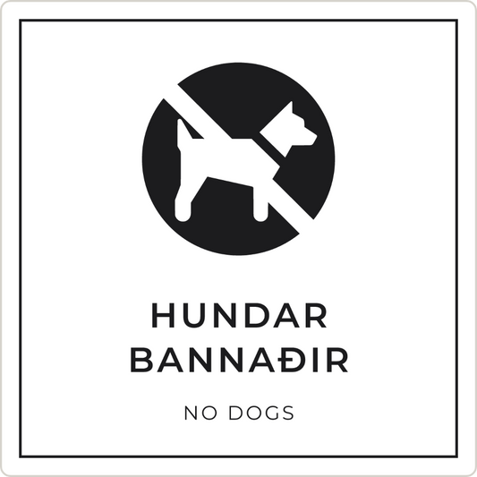 Hundar bannaðir - bannskilti, hvítt