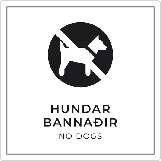 Hundar bannaðir - bannskilti, hvítt