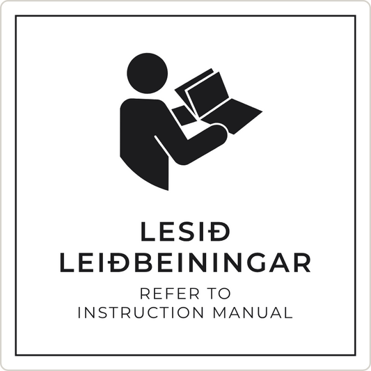 Lesið leiðbeiningar - boðskilti, hvítt