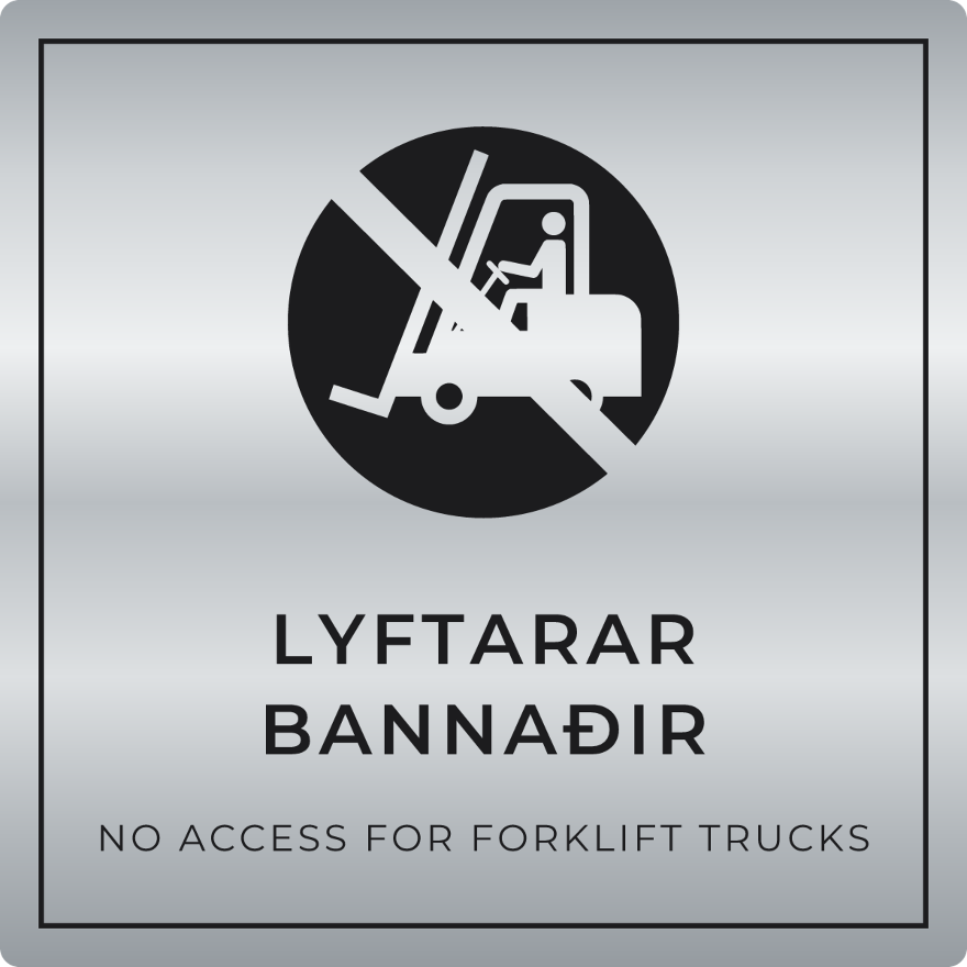 Lyftarar bannaðir - bannskilti, silfur