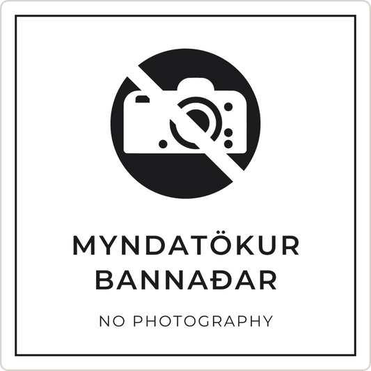 Myndatökur bannaðar - bannskilti, hvítt