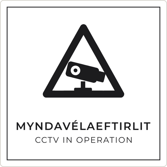 Myndavélaeftirlit - viðvörunarskilti, hvítt