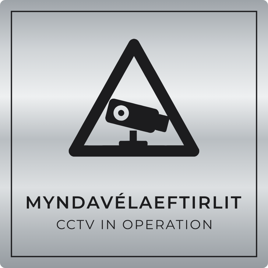 Myndavélaeftirlit - viðvörunarskilti, silfur