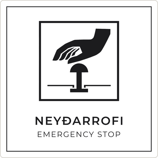 Neyðarrofi - neyðarskilti, hvítt