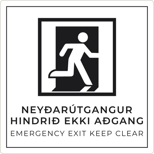 Neyðarútgangur hindrið ekki aðgang - neyðarskilti, hvítt