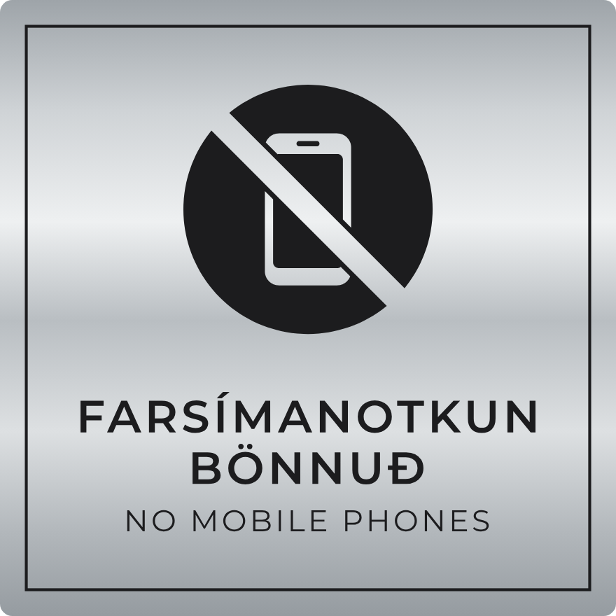 Notkun farsíma bönnuð - bannskilti, silfur