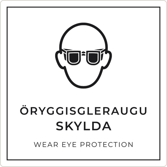 Öryggisgleraugu skylda - boðskilti, hvítt