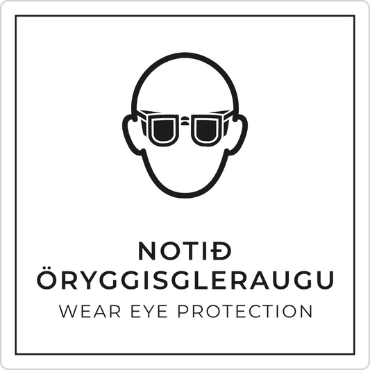 Notið öryggisgleraugu - boðskilti, hvítt