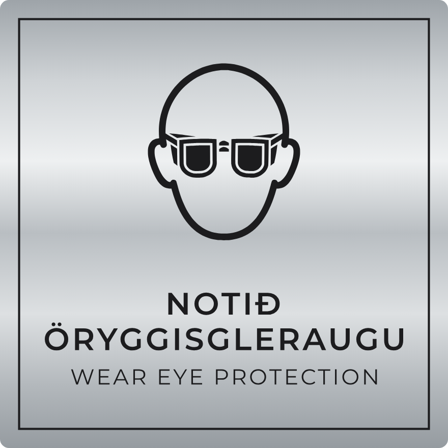 Notið öryggisgleraugu - boðskilti, silfur