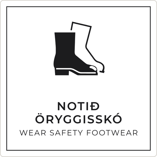 Notið öryggisskó - boðskilti, hvítt