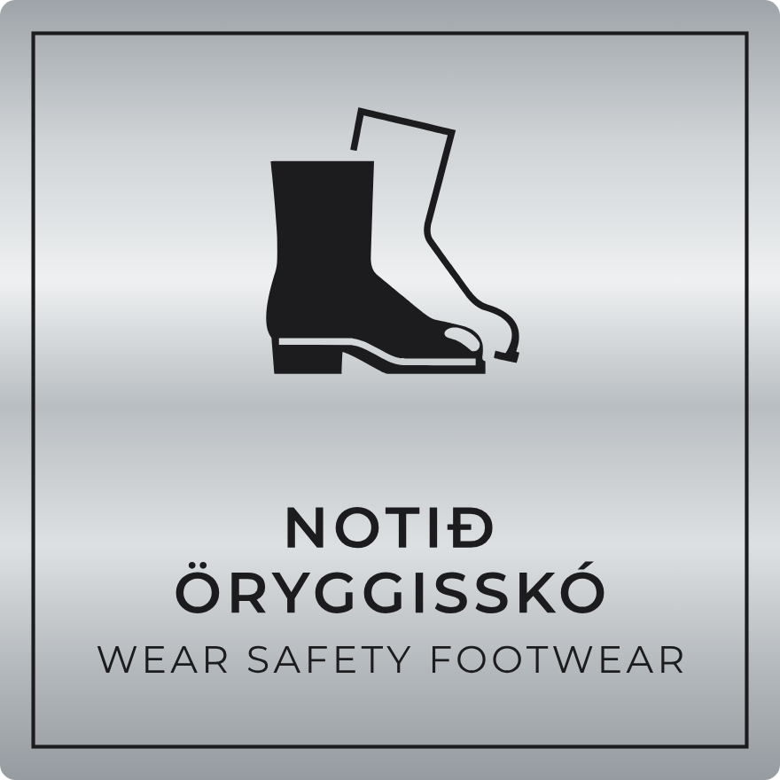Notið öryggisskó - boðskilti, silfur