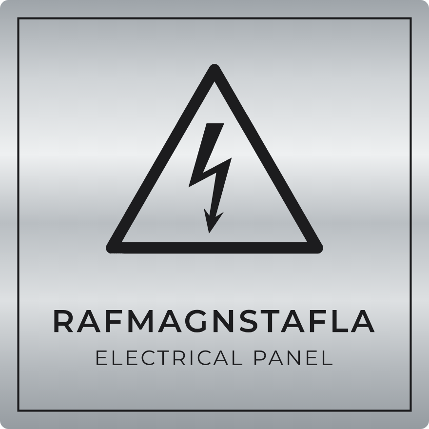 Rafmagnstafla - viðvörunarskilti, silfur