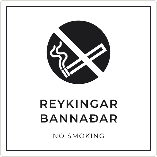 Reykingar bannaðar - bannskilti, hvítt