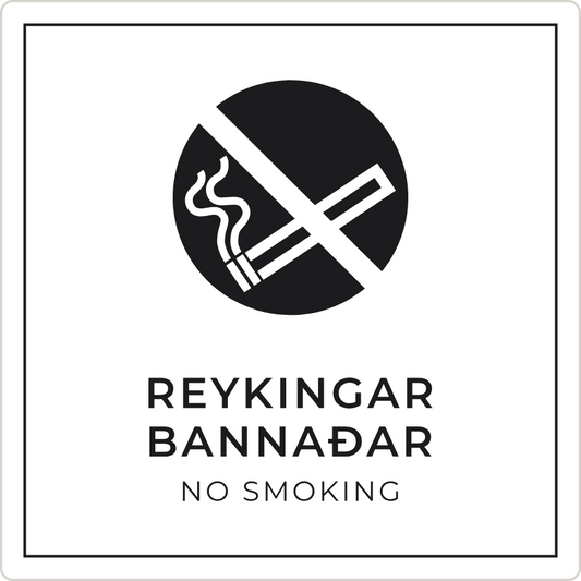 Reykingar bannaðar - bannskilti, hvítt