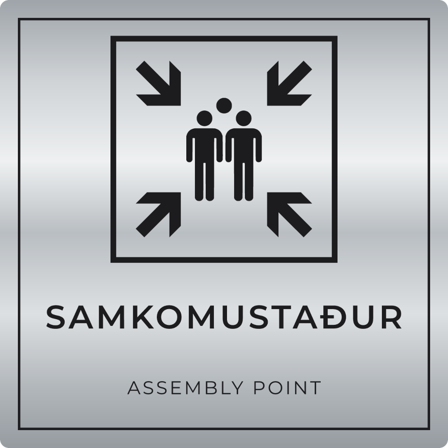 Samkomustaður - neyðarskilti, silfur