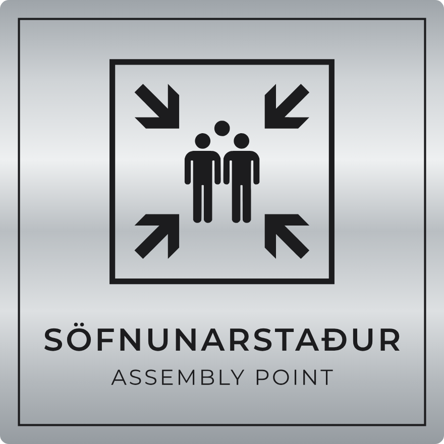 Söfnunarstaður - neyðarskilti, silfur