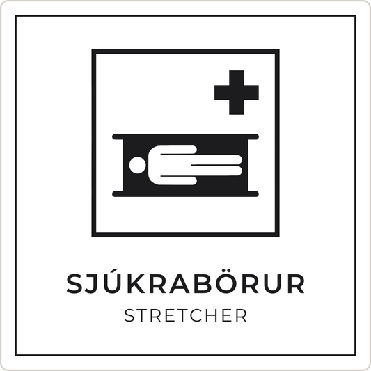 Sjúkrabörur - neyðarskilti, hvítt