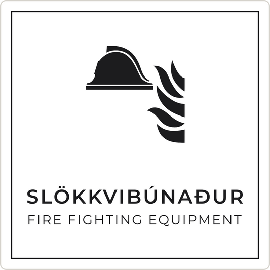 Slökkvibúnaður - brunaskilti, hvítt