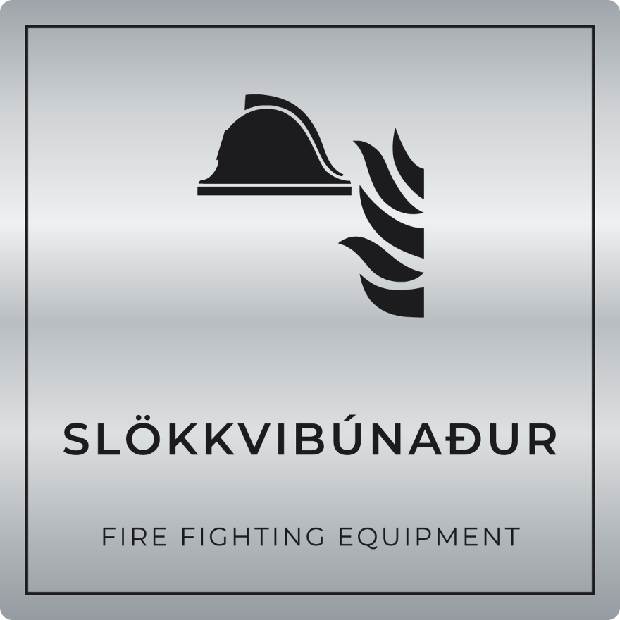 Slökkvibúnaður - brunaskilti, silfur