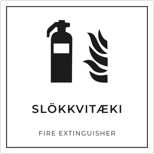 Slökkvitæki - brunaskilti, hvítt