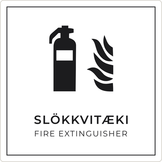 Slökkvitæki - brunaskilti, hvítt