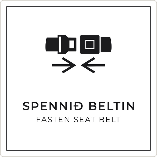 Spennið beltin - boðskilti, hvítt