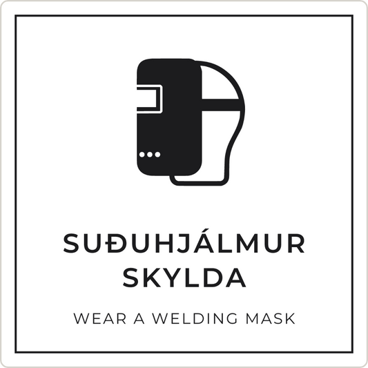 Suðuhjálmur skylda - boðskilti, hvítt