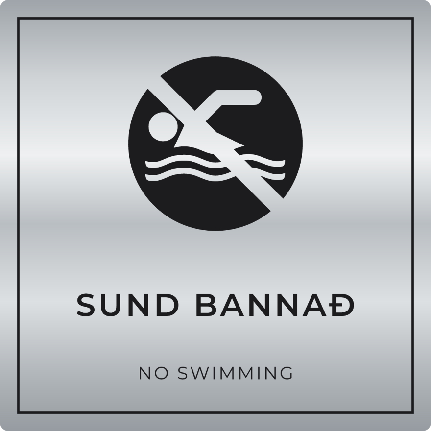 Sund bannað - bannskilti, silfur