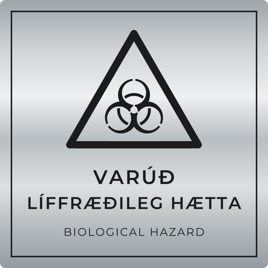 Varúð, líffræðileg hætta - viðvörunarskilti, silfur