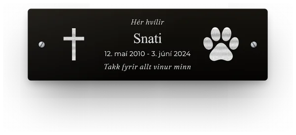 Skilti á kross fyrir gæludýr úr áli