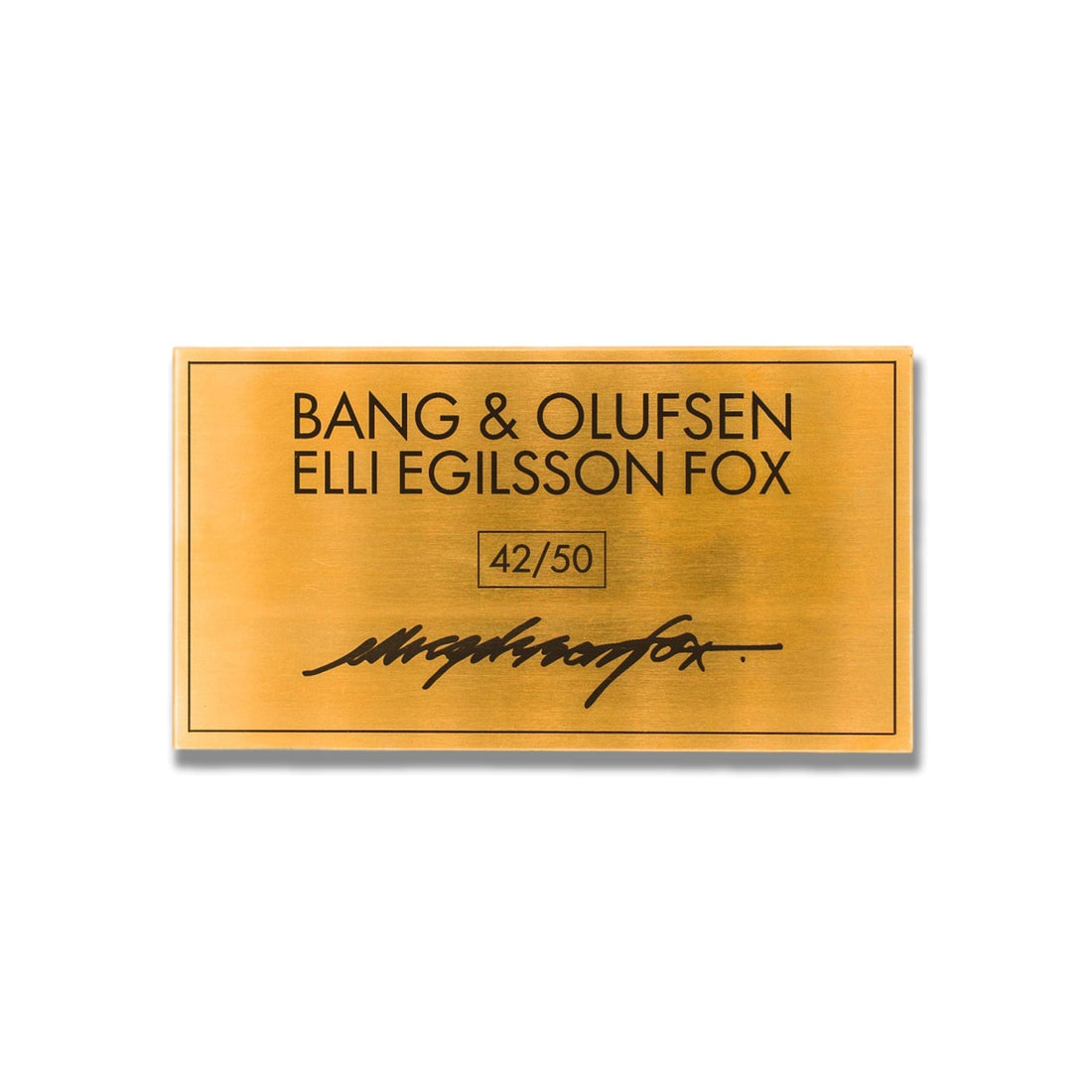 Gyllt skilti fyrir Ormsson, Bang & Olufsen og Elli Egilsson Fox