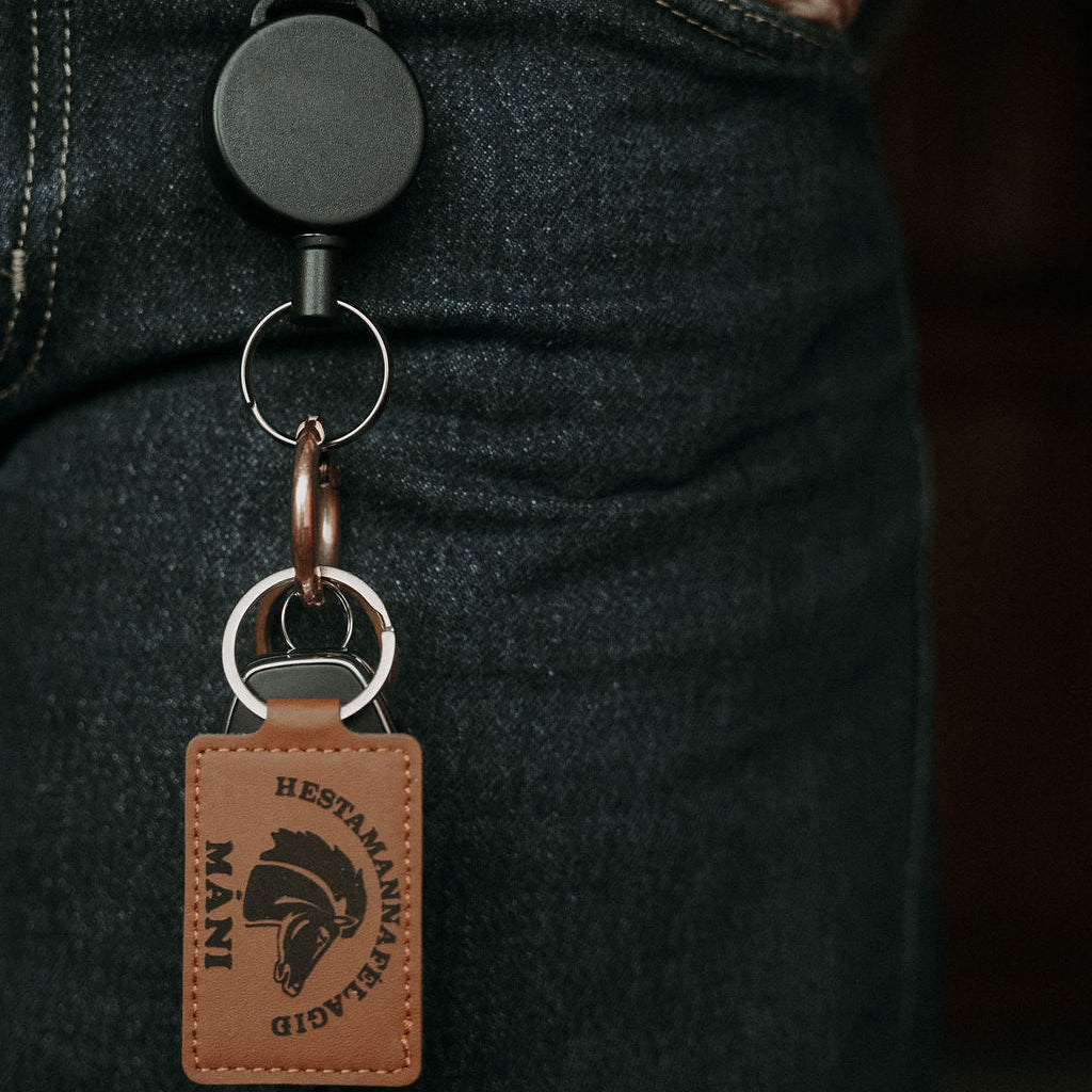 Lyklakippa - Brúnt leður ferhyrnd